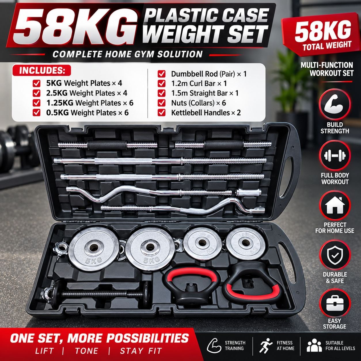 58KG Multi-Function Home Gym Weight Set - PRE-ORDER