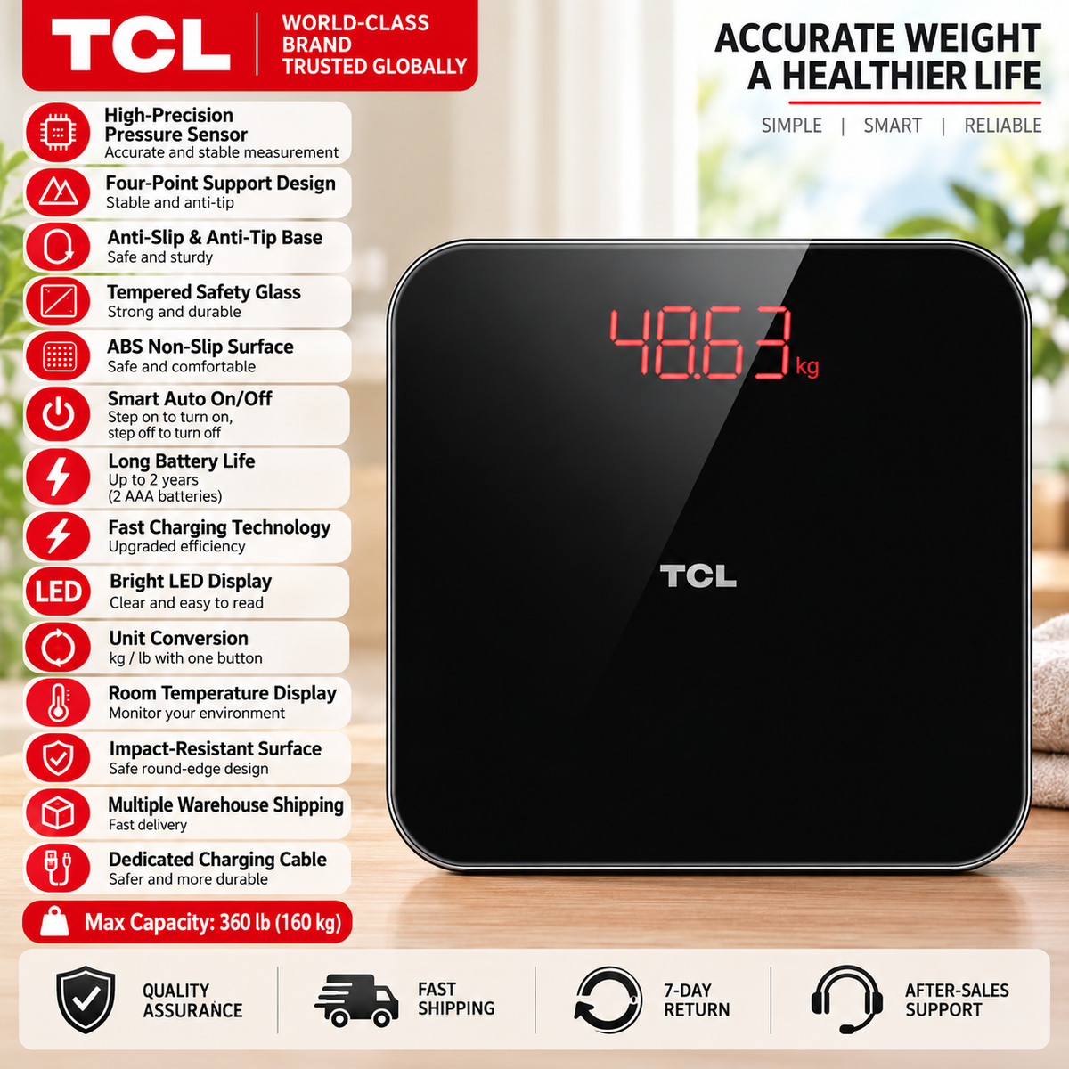 TCL Rechargeable Digital Bathroom Scale - PRE-ORDER